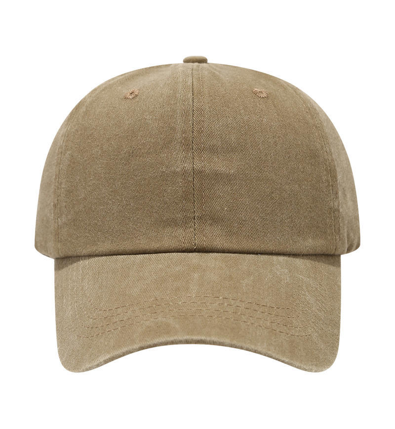 Washed Camel Tan Baseball Cap - Intellectual Streetwear Blank Hat - Byluuna Headwear
