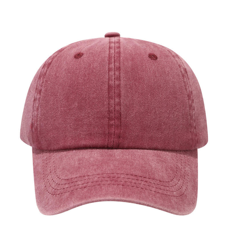 Washed Burgundy Red Baseball Cap - Vintage Autumn Streetwear - Byluuna Headwear
